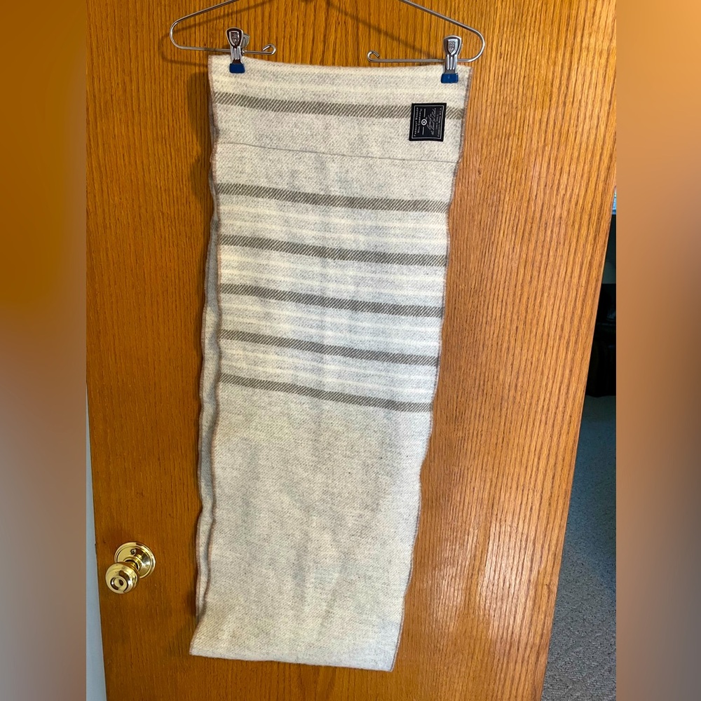 Faribault Woolen Mills Créam and Taupe Struped Circular Scarf